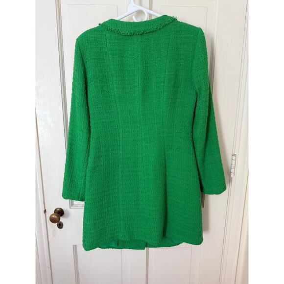 ZARA Green Textured Weave Boucle Tweed Dress with Crystal Buttons 4661/325 - Picture 4 of 8